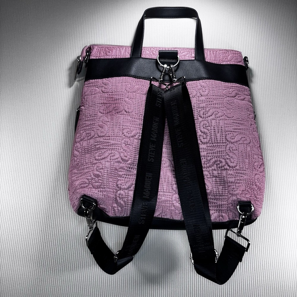 Steve Madden Pink Soft Quilted Convertible Backpack - Picture 15 of 16